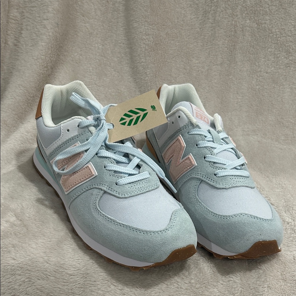 New Balance Sky Blue and Pink Sneakers